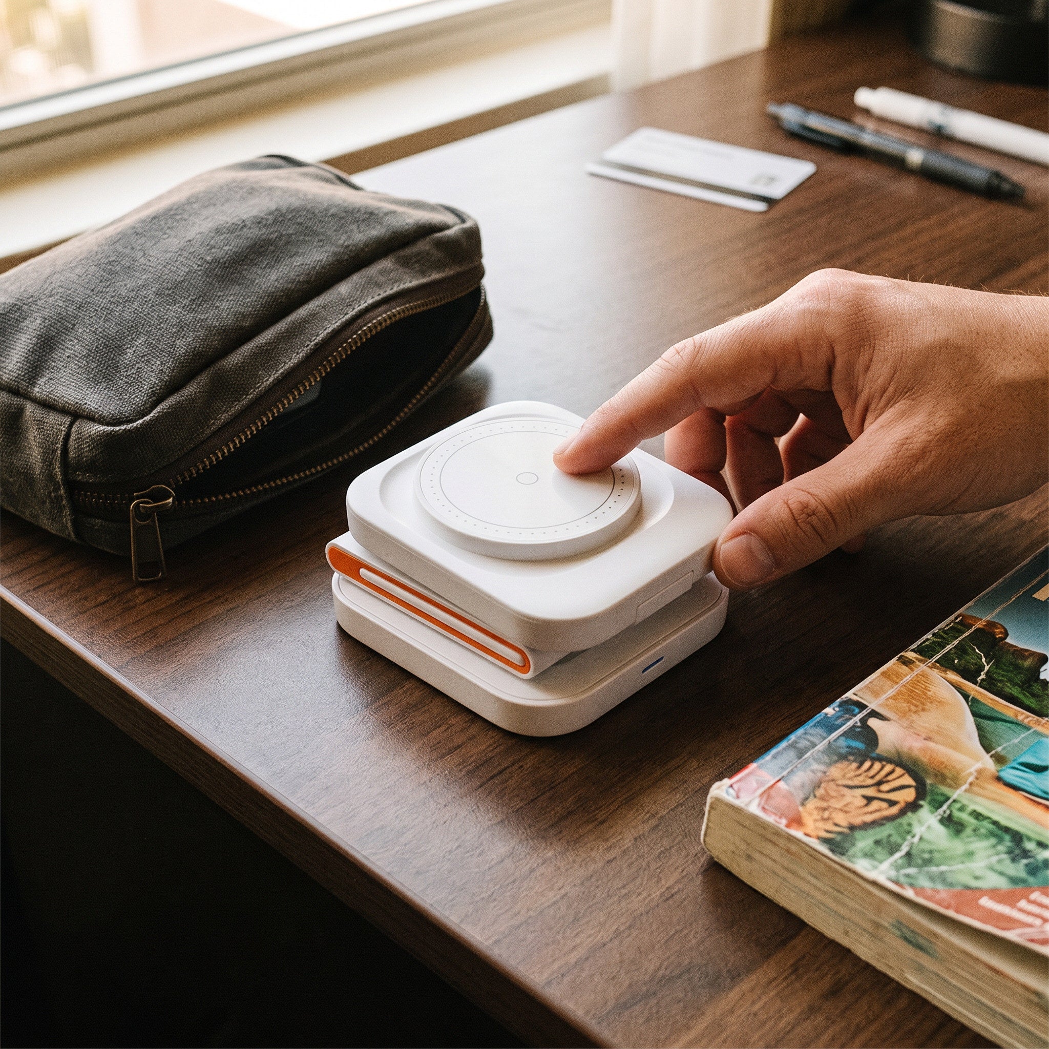 Compatible magnetic phone case aligned on charging station