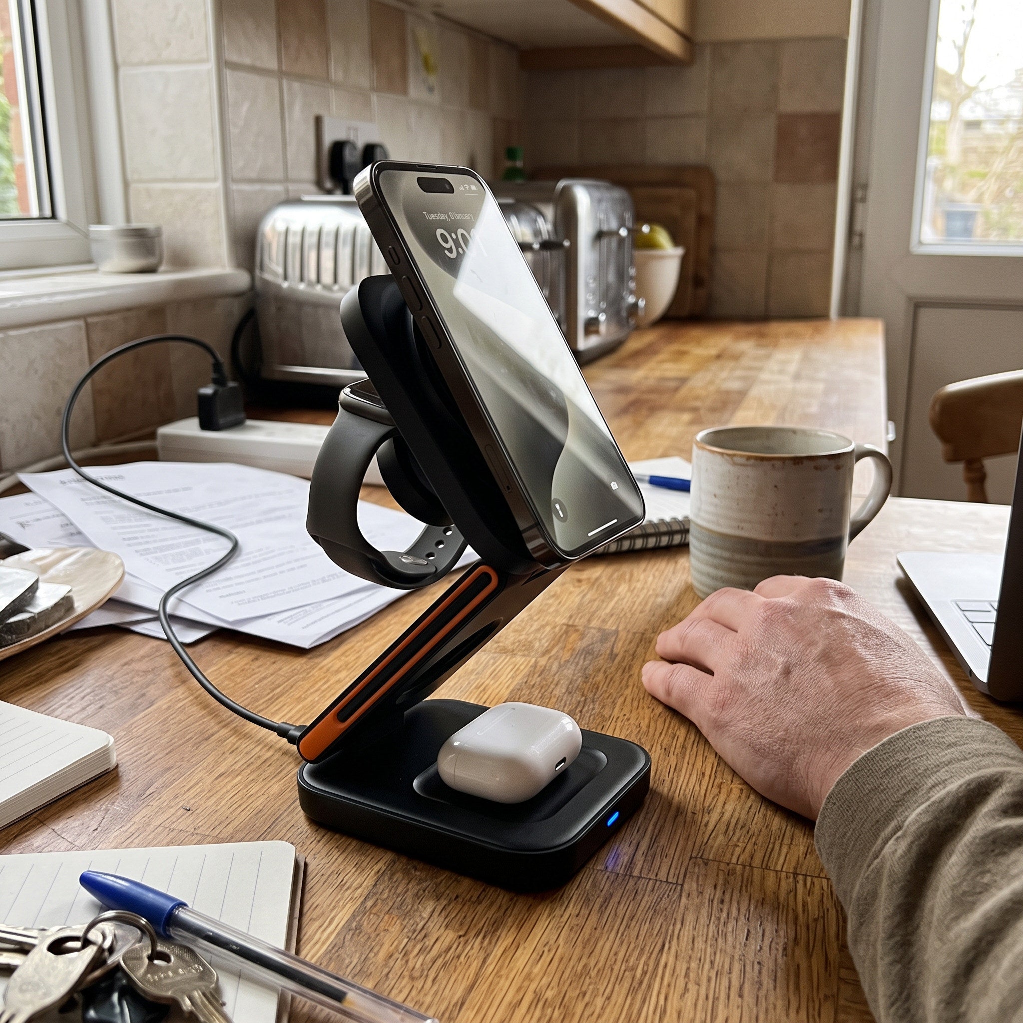 Charging station in an everyday home or travel setting 9